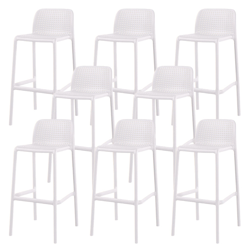 Contemporary Low Back Plastic Armless Bar Stool with Footrest