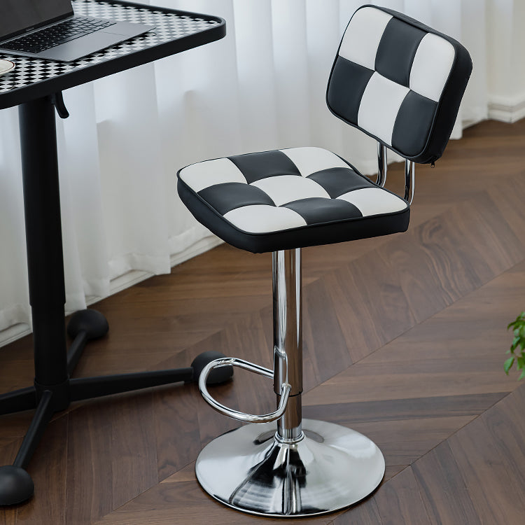 Contemporary Adjustable Height Swivel Upholstered Bar Stool with Footrest