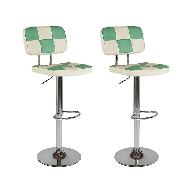 Contemporary Adjustable Height Swivel Upholstered Bar Stool with Footrest