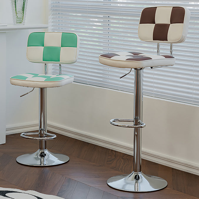 Contemporary Adjustable Height Swivel Upholstered Bar Stool with Footrest