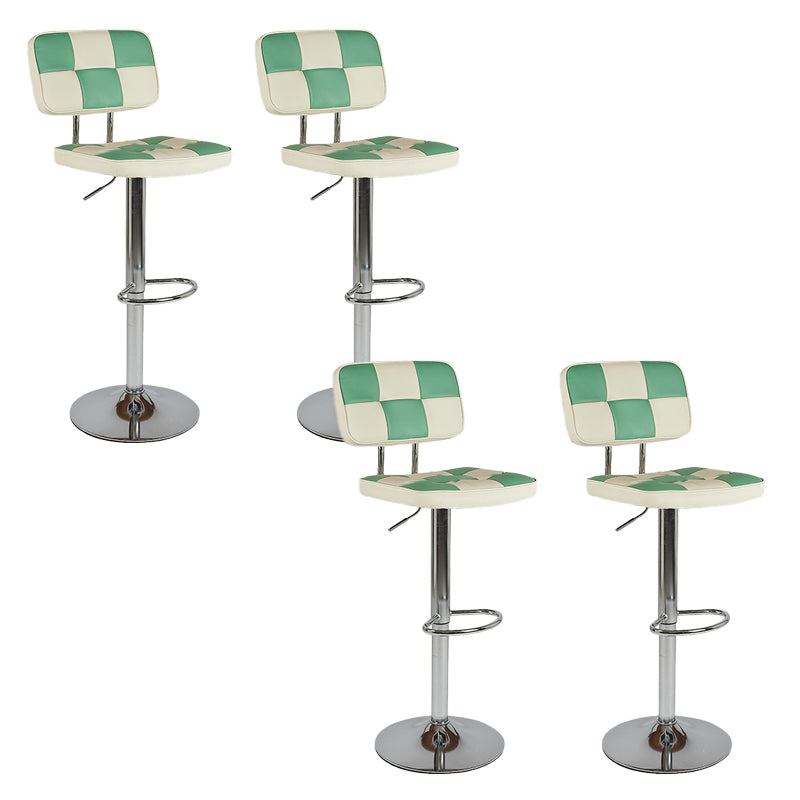 Contemporary Adjustable Height Swivel Upholstered Bar Stool with Footrest
