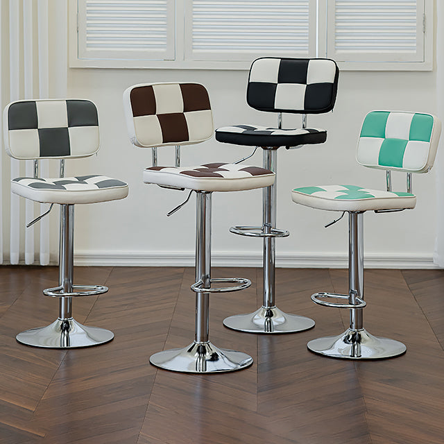 Contemporary Adjustable Height Swivel Upholstered Bar Stool with Footrest