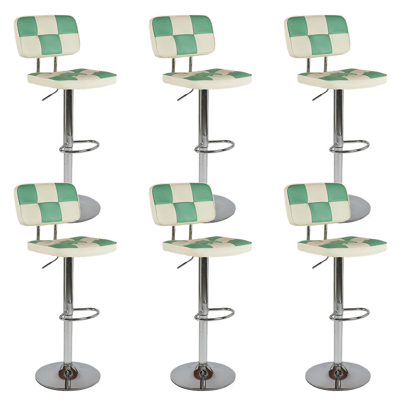 Contemporary Adjustable Height Swivel Upholstered Bar Stool with Footrest
