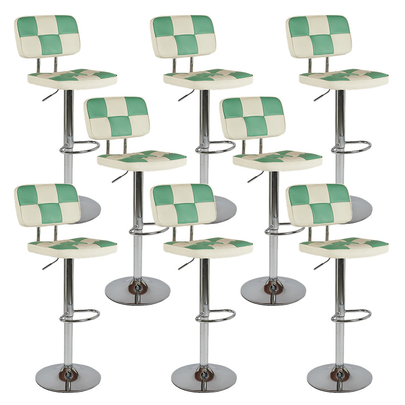 Contemporary Adjustable Height Swivel Upholstered Bar Stool with Footrest