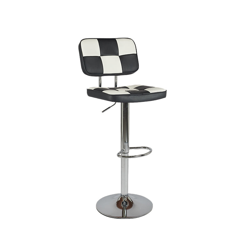 Contemporary Adjustable Height Swivel Upholstered Bar Stool with Footrest