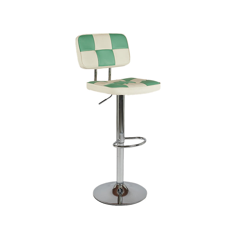 Contemporary Adjustable Height Swivel Upholstered Bar Stool with Footrest
