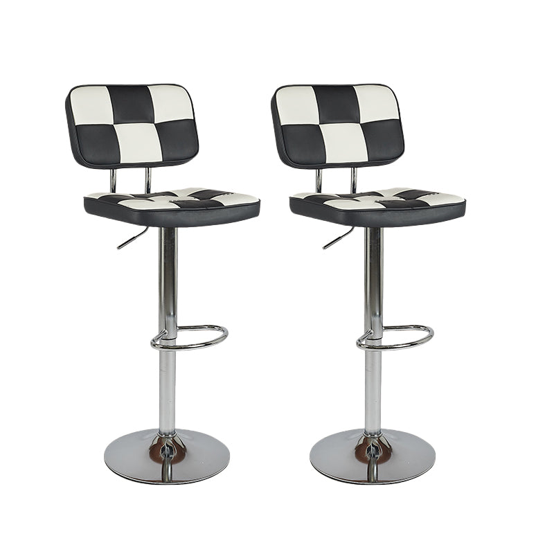 Contemporary Adjustable Height Swivel Upholstered Bar Stool with Footrest