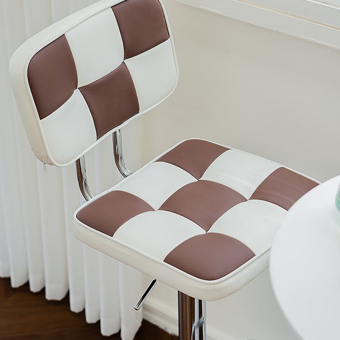 Contemporary Adjustable Height Swivel Upholstered Bar Stool with Footrest