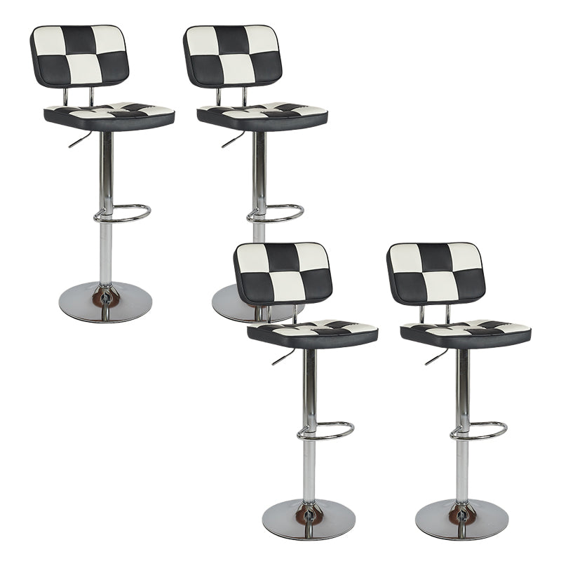 Contemporary Adjustable Height Swivel Upholstered Bar Stool with Footrest