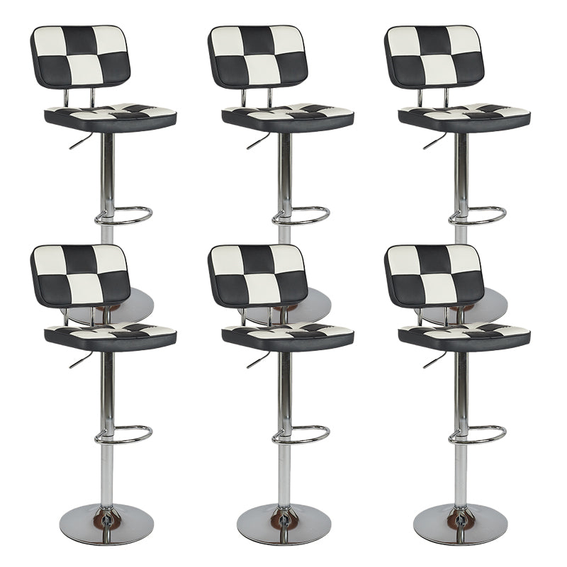 Contemporary Adjustable Height Swivel Upholstered Bar Stool with Footrest