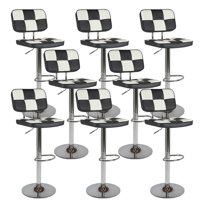 Contemporary Adjustable Height Swivel Upholstered Bar Stool with Footrest