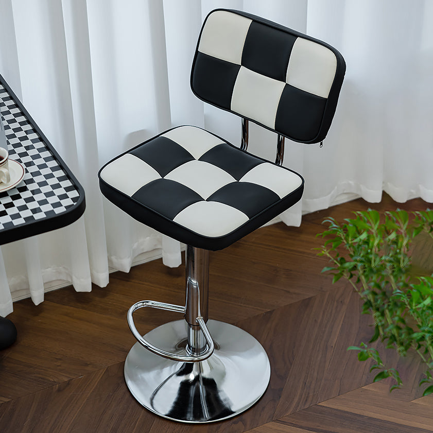 Contemporary Adjustable Height Swivel Upholstered Bar Stool with Footrest