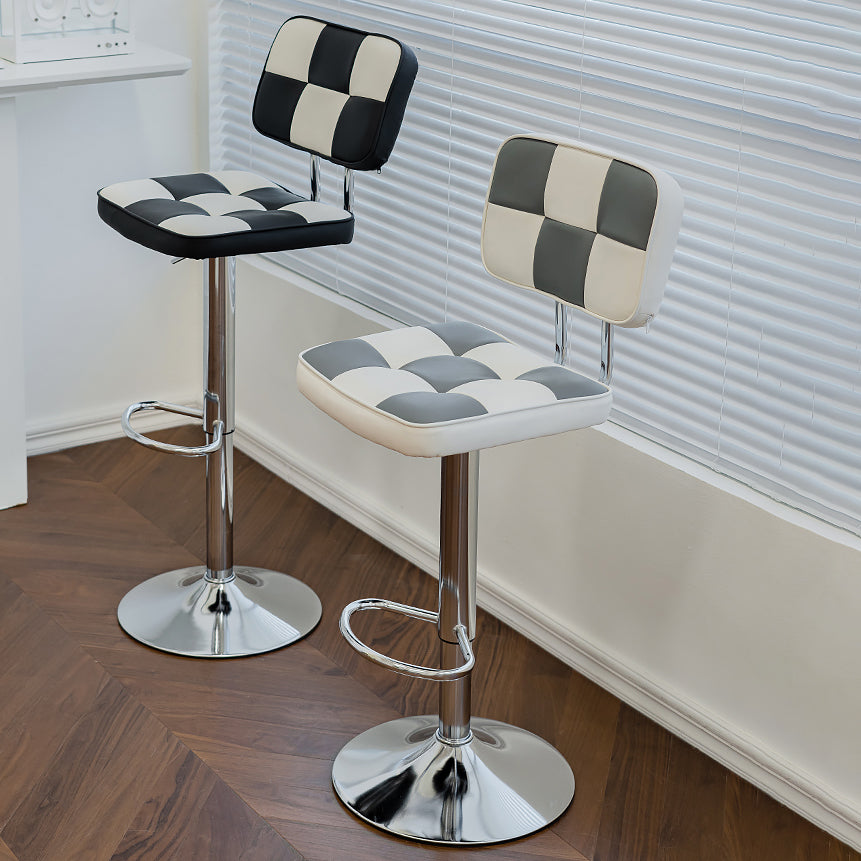 Contemporary Adjustable Height Swivel Upholstered Bar Stool with Footrest