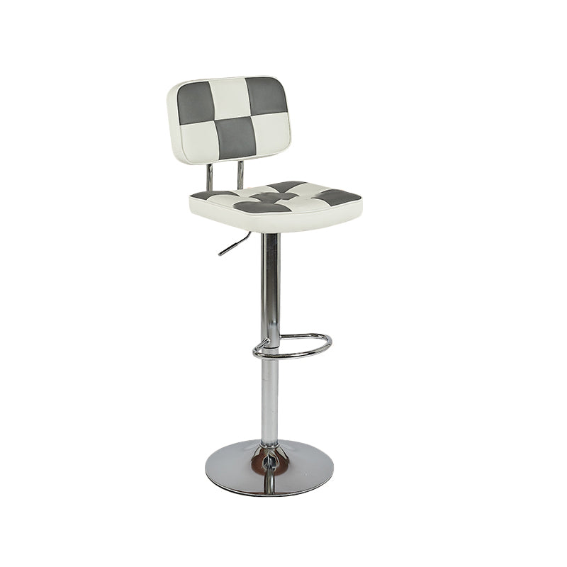 Contemporary Adjustable Height Swivel Upholstered Bar Stool with Footrest