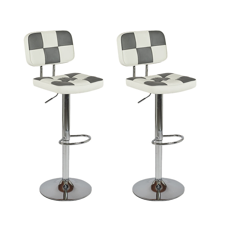 Contemporary Adjustable Height Swivel Upholstered Bar Stool with Footrest