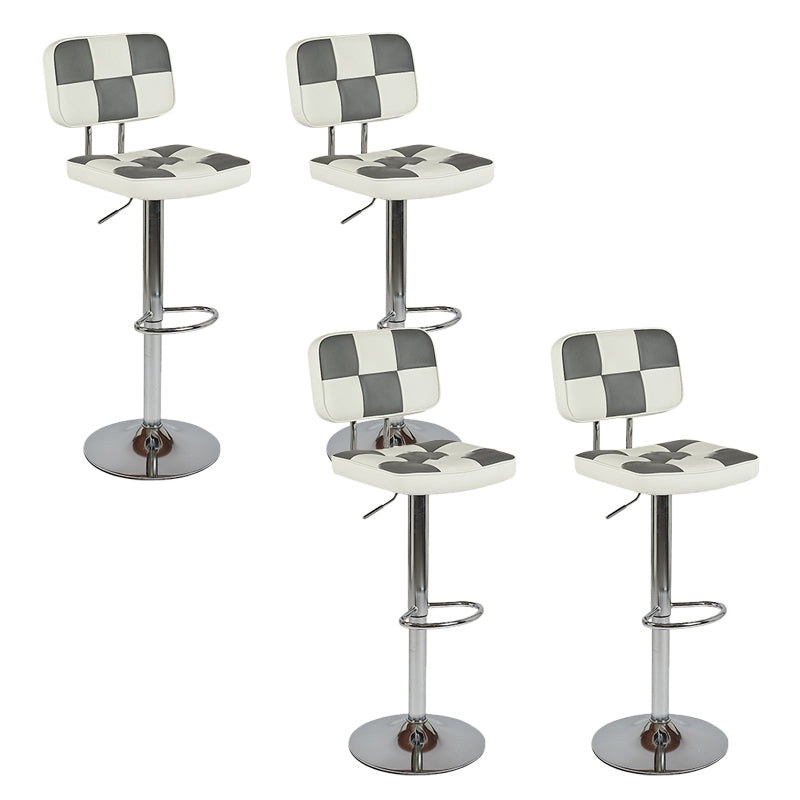 Contemporary Adjustable Height Swivel Upholstered Bar Stool with Footrest