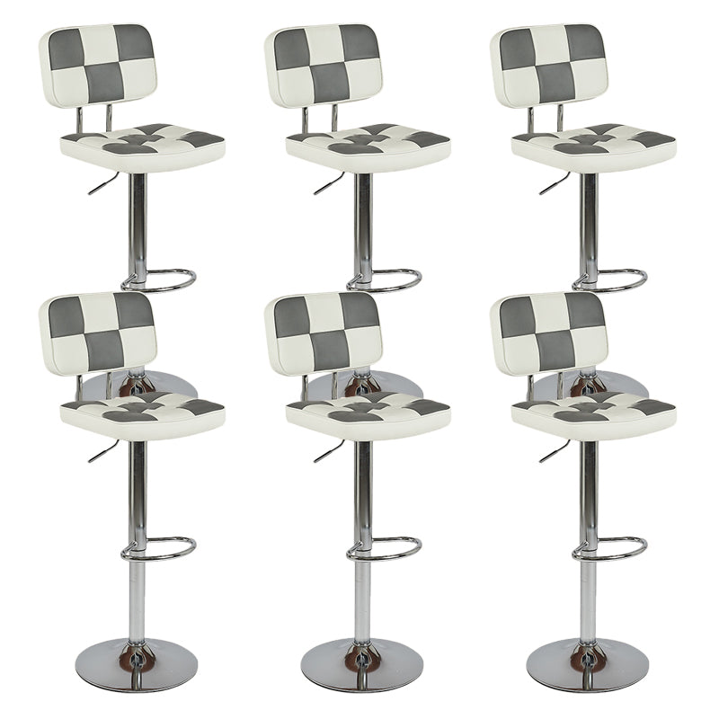 Contemporary Adjustable Height Swivel Upholstered Bar Stool with Footrest