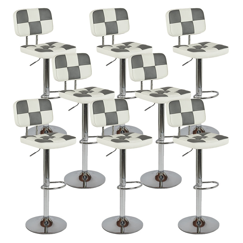 Contemporary Adjustable Height Swivel Upholstered Bar Stool with Footrest