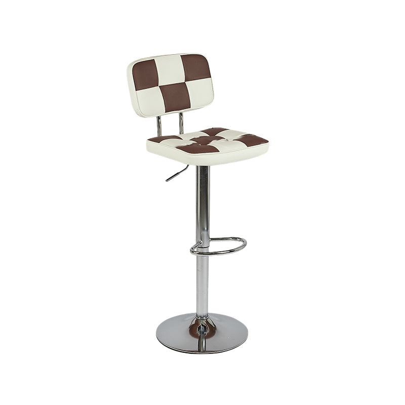 Contemporary Adjustable Height Swivel Upholstered Bar Stool with Footrest