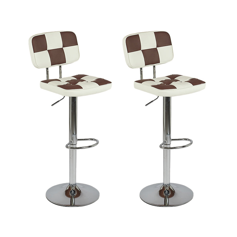 Contemporary Adjustable Height Swivel Upholstered Bar Stool with Footrest