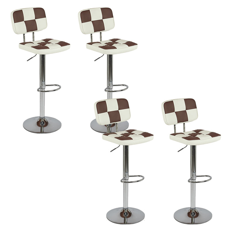 Contemporary Adjustable Height Swivel Upholstered Bar Stool with Footrest