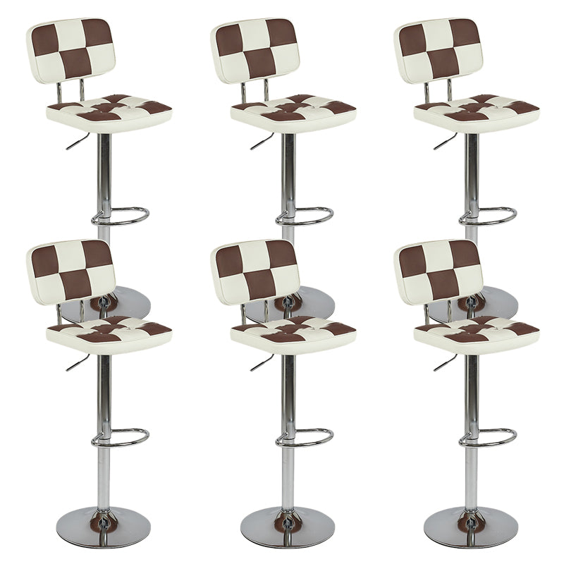 Contemporary Adjustable Height Swivel Upholstered Bar Stool with Footrest