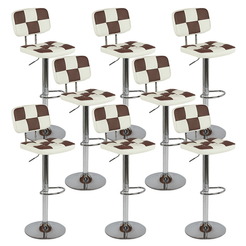 Contemporary Adjustable Height Swivel Upholstered Bar Stool with Footrest