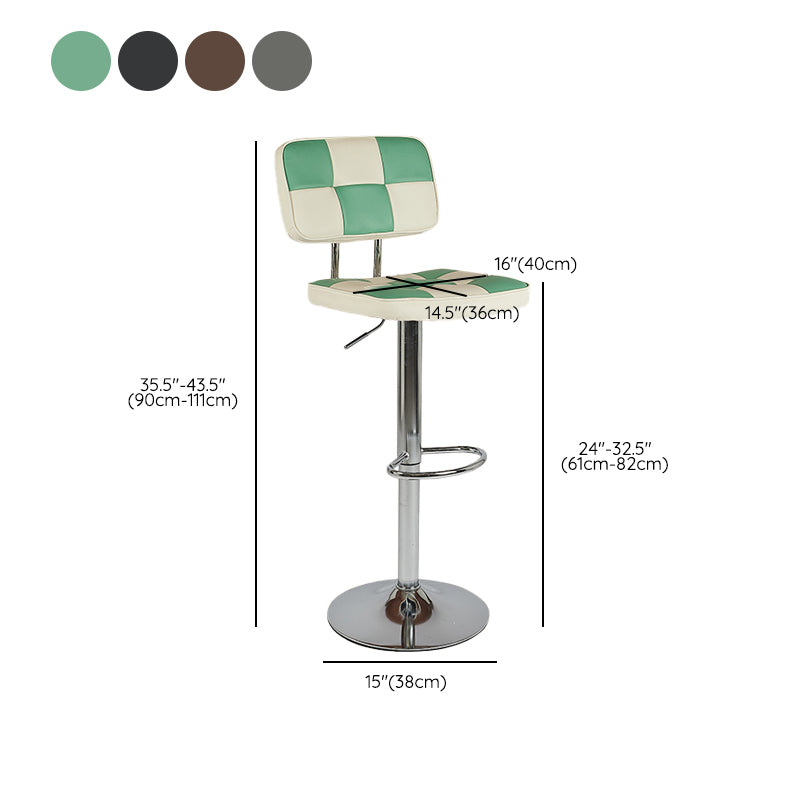Contemporary Adjustable Height Swivel Upholstered Bar Stool with Footrest