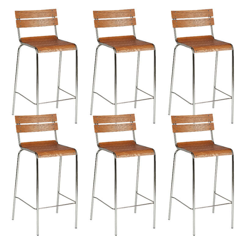 Contemporary Low Back Armless Bar Stool with Silver Metal Base