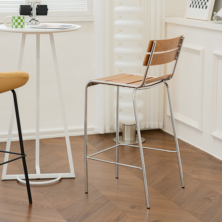 Contemporary Low Back Armless Bar Stool with Silver Metal Base