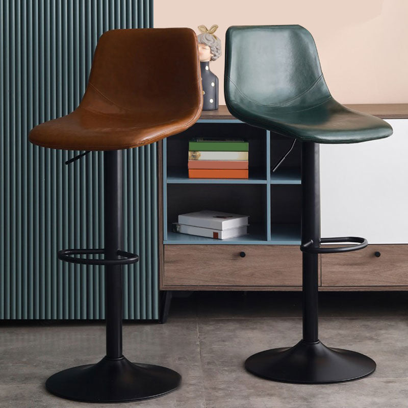 Adjustable Height Swivel Armless Bar Stool with Black Metal Base