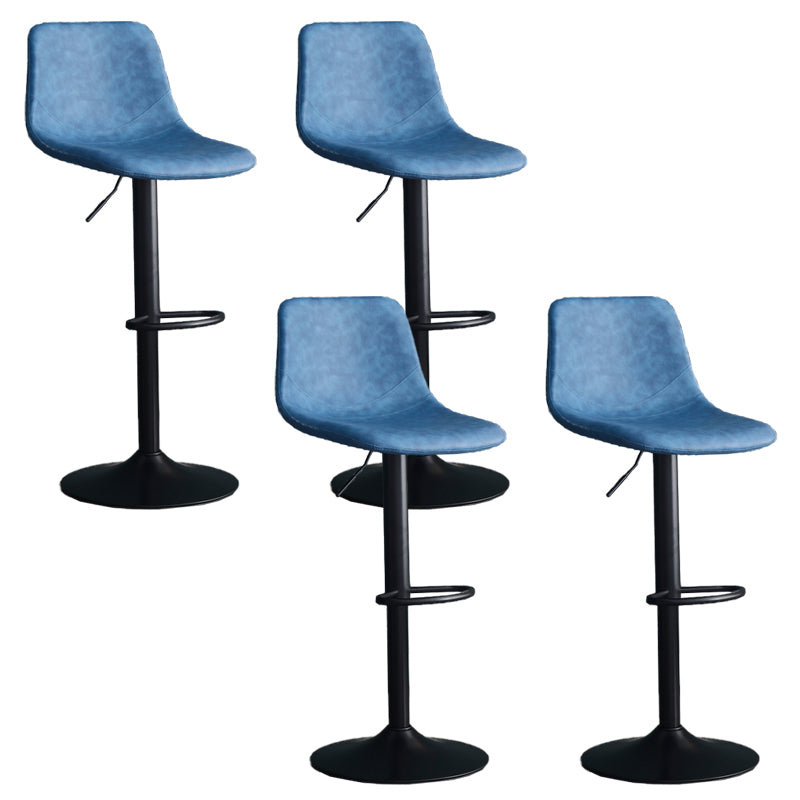 Adjustable Height Swivel Armless Bar Stool with Black Metal Base