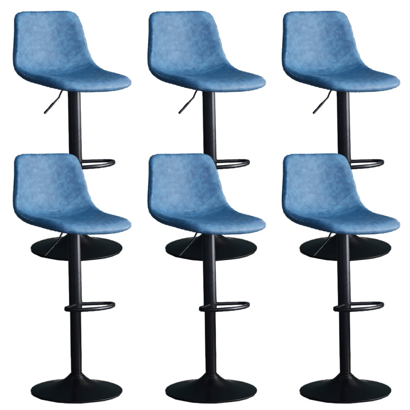 Adjustable Height Swivel Armless Bar Stool with Black Metal Base