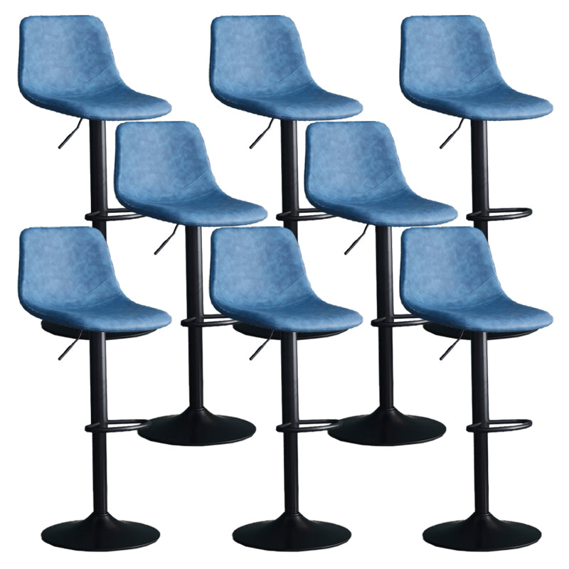 Adjustable Height Swivel Armless Bar Stool with Black Metal Base