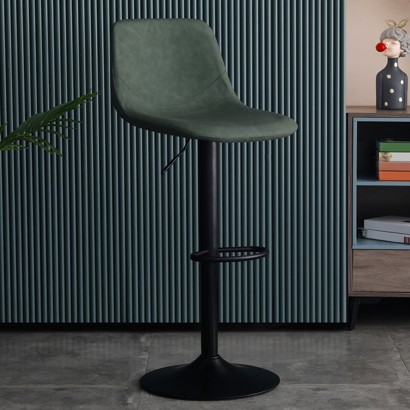 Adjustable Height Swivel Armless Bar Stool with Black Metal Base