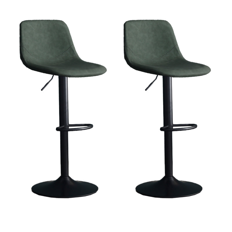 Adjustable Height Swivel Armless Bar Stool with Black Metal Base