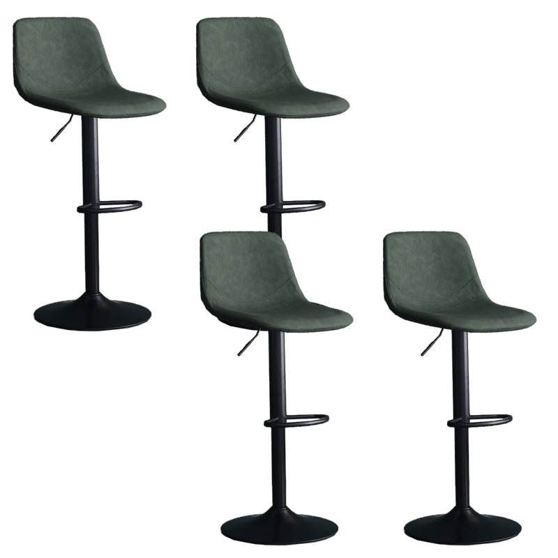 Adjustable Height Swivel Armless Bar Stool with Black Metal Base