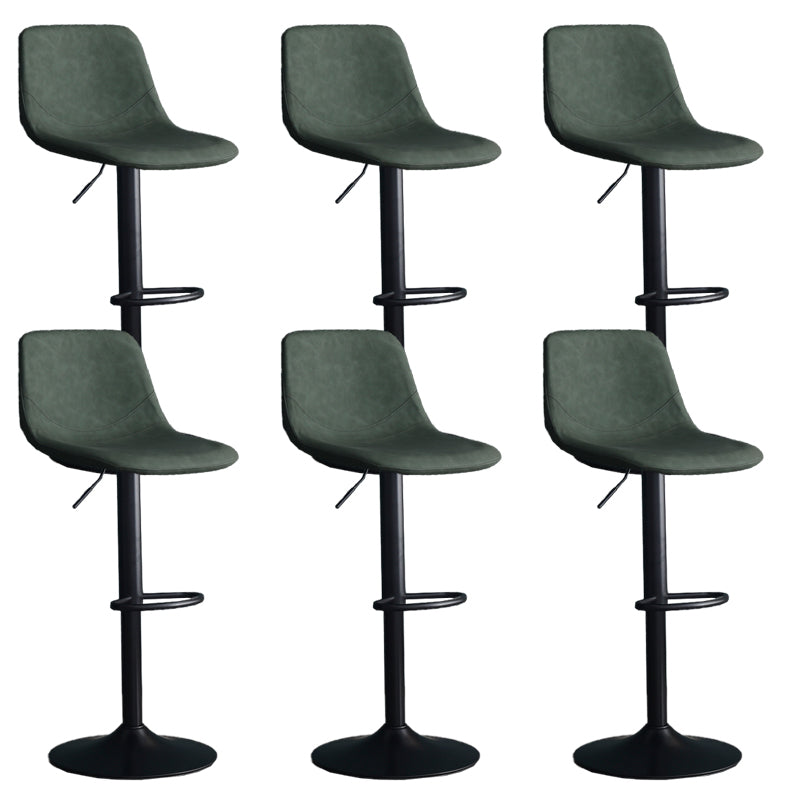 Adjustable Height Swivel Armless Bar Stool with Black Metal Base