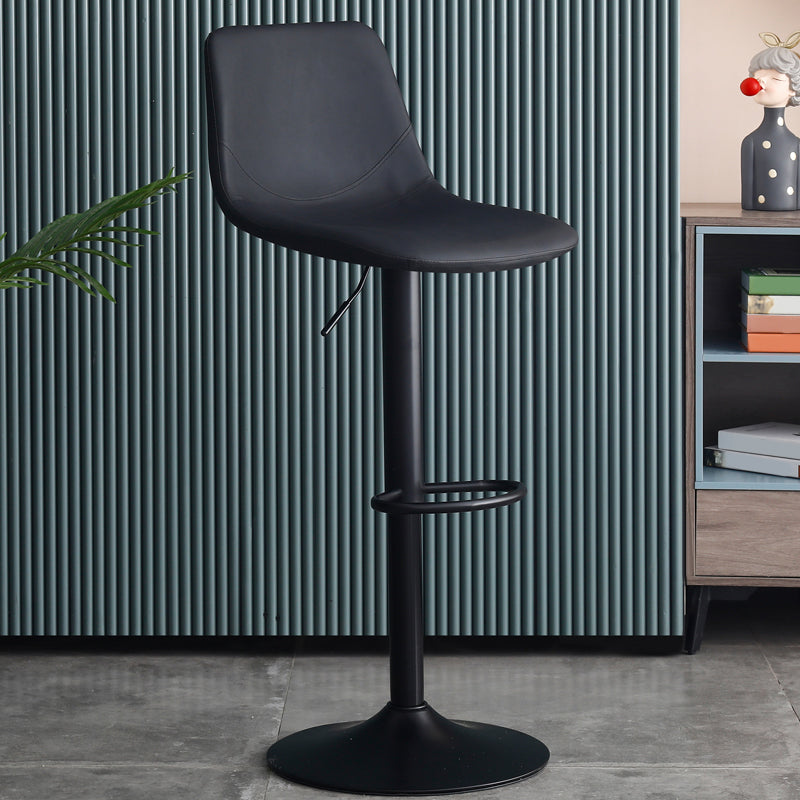 Adjustable Height Swivel Armless Bar Stool with Black Metal Base