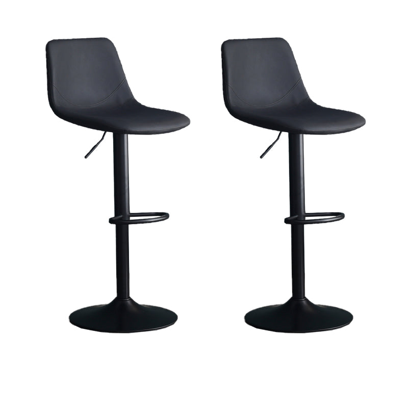 Adjustable Height Swivel Armless Bar Stool with Black Metal Base