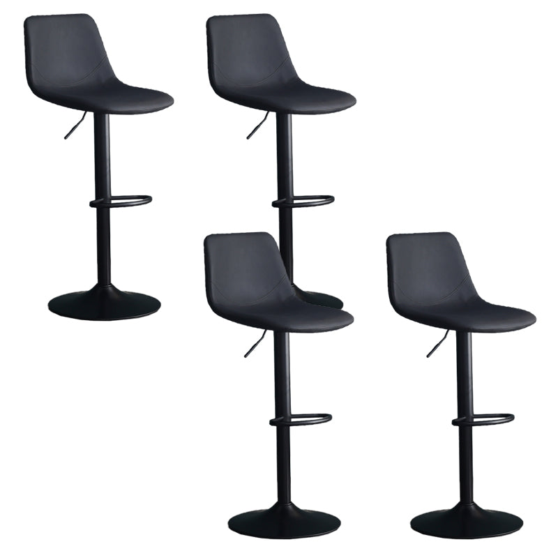 Adjustable Height Swivel Armless Bar Stool with Black Metal Base