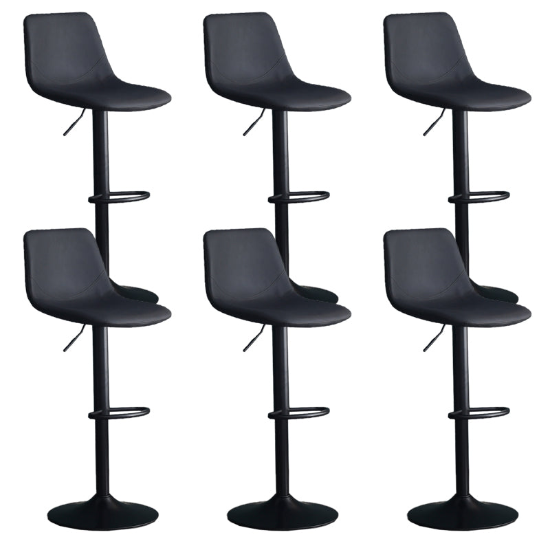Adjustable Height Swivel Armless Bar Stool with Black Metal Base