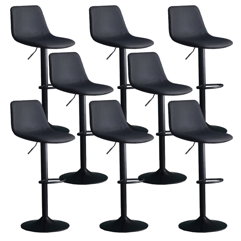 Adjustable Height Swivel Armless Bar Stool with Black Metal Base