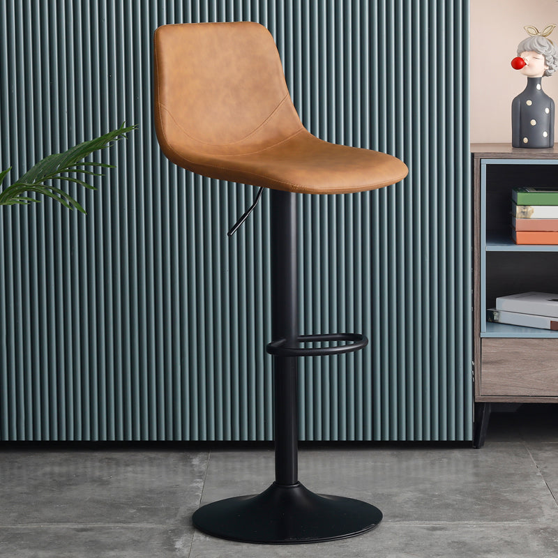 Adjustable Height Swivel Armless Bar Stool with Black Metal Base