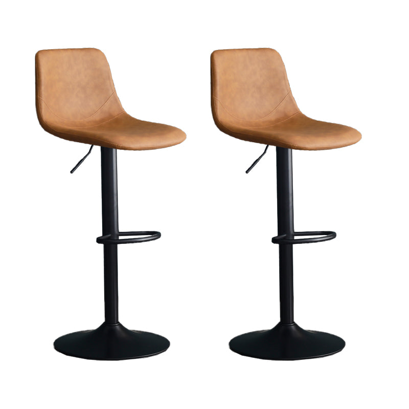 Adjustable Height Swivel Armless Bar Stool with Black Metal Base