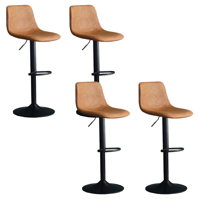 Adjustable Height Swivel Armless Bar Stool with Black Metal Base