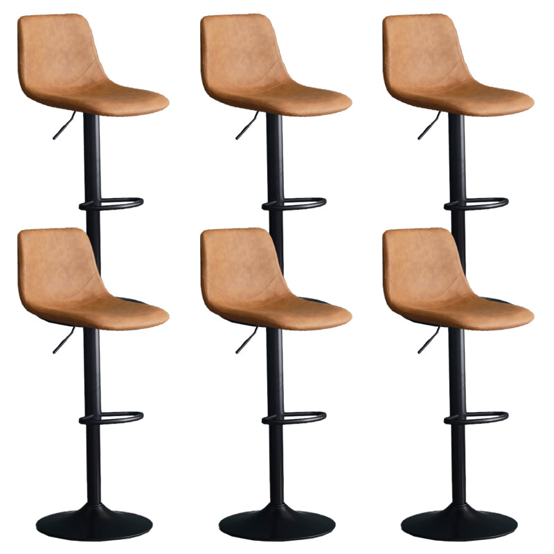Adjustable Height Swivel Armless Bar Stool with Black Metal Base