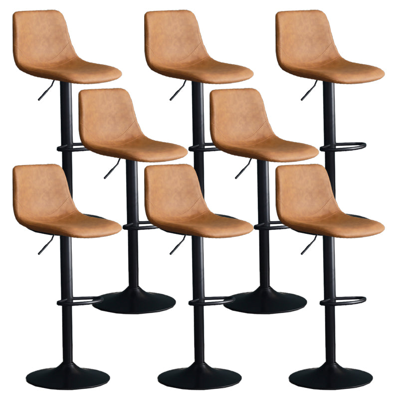 Adjustable Height Swivel Armless Bar Stool with Black Metal Base