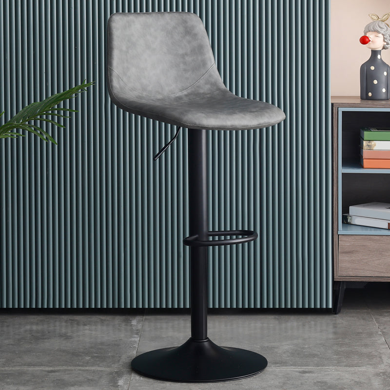 Adjustable Height Swivel Armless Bar Stool with Black Metal Base