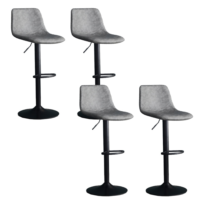 Adjustable Height Swivel Armless Bar Stool with Black Metal Base